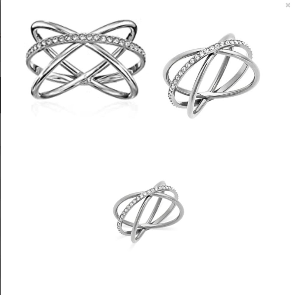 Michael Kors Pave Crisscross Silver X Ring
